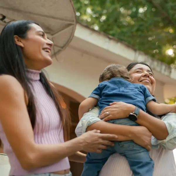 A caring embrace representing family support and stability
